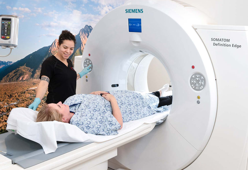 A woman being prepped for an MRI